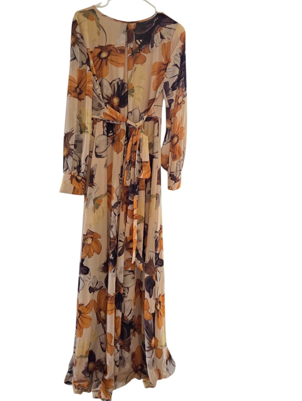 Baltic Born Lydia Maxi Dress Camel Floral Long Sleeve Chiffon New Women's Large - Picture 2 of 7